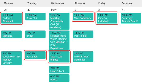 Example schedule at Cadence