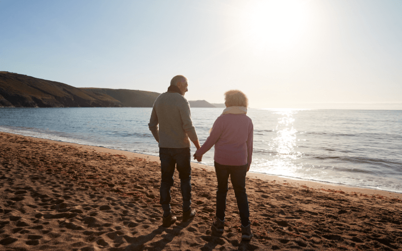 couple walking on a beach